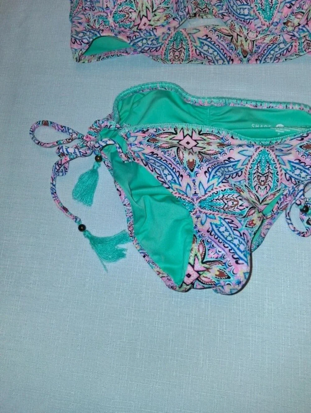 Shade & Shore Teal Bandeau Bikini Set with Front Knot